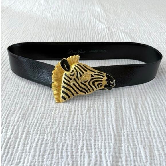 Dotty Smith Belt Size 28 - 32 Genuine Snake Belt Large Zebra Head Buckle - Picture 12 of 12